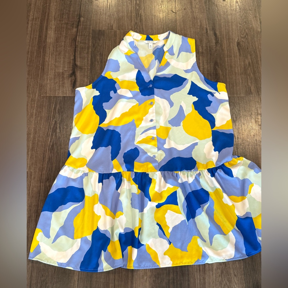 Colorful Sleeveless Button-Up Dress -Nine West